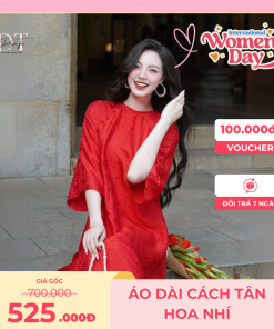 Áo dài cách tân gấm đỏ