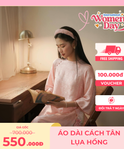 Áo dài cách tân lụa hồng