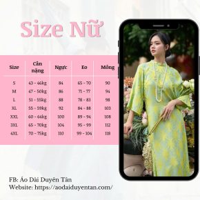 bảng size áo dài nữ