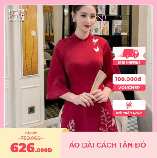 Áo dài cách tân đỏ